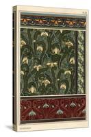 Snowdrop, Galanthus nivalis, as design motif in wallpaper, borders and fabrics.-null-Stretched Canvas