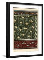 Snowdrop, Galanthus nivalis, as design motif in wallpaper, borders and fabrics.-null-Framed Giclee Print