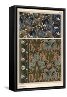 Snowdrop, Galanthus nivalis, as design motif in wallpaper, borders and fabrics.-null-Framed Stretched Canvas