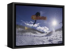 Snoweboarder in Action on the Vert, Aspen, Colorado, USA-null-Framed Stretched Canvas