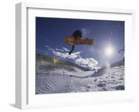 Snoweboarder in Action on the Vert, Aspen, Colorado, USA-null-Framed Photographic Print