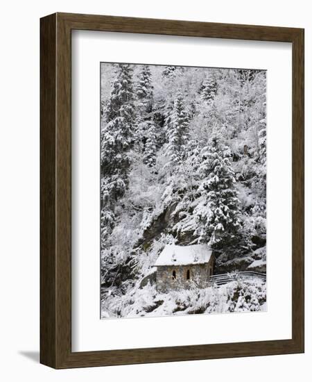 Snowed Covered Notre-Dame De La Gorge Chapel, Les Contamines, Haute-Savoie, France, Europe-null-Framed Photographic Print