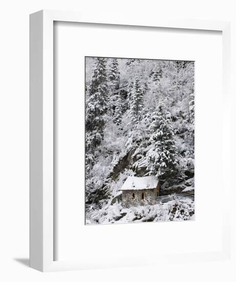 Snowed Covered Notre-Dame De La Gorge Chapel, Les Contamines, Haute-Savoie, France, Europe-null-Framed Photographic Print