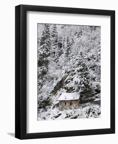 Snowed Covered Notre-Dame De La Gorge Chapel, Les Contamines, Haute-Savoie, France, Europe-null-Framed Photographic Print