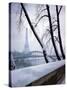 Snowfall in Paris: Passerelle Debilly and Eiffel Tower-Dmitri Kessel-Stretched Canvas