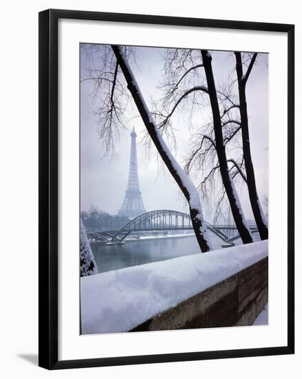 Snowfall in Paris: Passerelle Debilly and Eiffel Tower-Dmitri Kessel-Framed Photographic Print