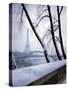 Snowfall in Paris: Passerelle Debilly and Eiffel Tower-Dmitri Kessel-Stretched Canvas