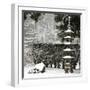 Snowfall in Portland Japanese Garden, Portland, Oregon, USA-William Sutton-Framed Photographic Print