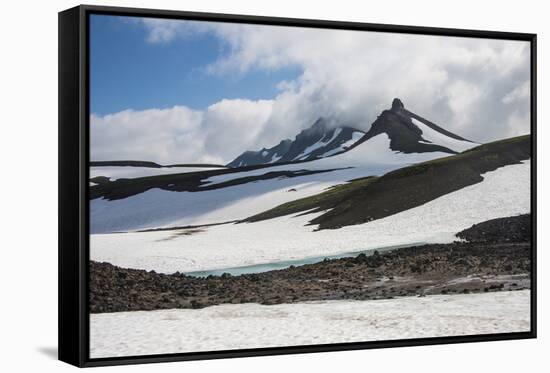 Snowfield Below Mutnovsky Volcano, Kamchatka, Russia, Eurasia-Michael-Framed Stretched Canvas