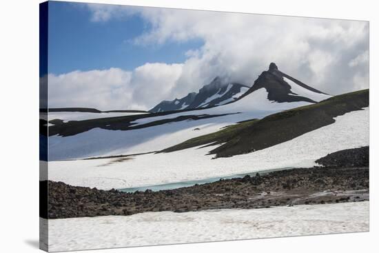 Snowfield Below Mutnovsky Volcano, Kamchatka, Russia, Eurasia-Michael-Stretched Canvas