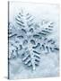 Snowflake Shaped Christmas Ornament Lying in the Snow-null-Stretched Canvas