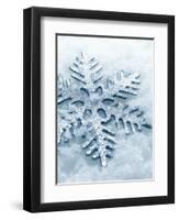 Snowflake Shaped Christmas Ornament Lying in the Snow-null-Framed Premium Photographic Print