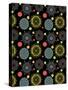 Snowflakes & Polka Dots Black-Cyndi Lou-Stretched Canvas