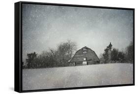 Snowing at the Old Barn-Jai Johnson-Framed Stretched Canvas