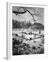 Snowing Evening Central Park, NYC-Walter Bibikow-Framed Premium Photographic Print