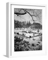 Snowing Evening Central Park, NYC-Walter Bibikow-Framed Photographic Print