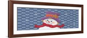 Snowman Against Checkered Background-Beverly Johnston-Framed Giclee Print