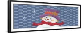 Snowman Against Checkered Background-Beverly Johnston-Framed Giclee Print