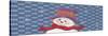 Snowman Against Checkered Background-Beverly Johnston-Stretched Canvas