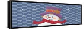 Snowman Against Checkered Background-Beverly Johnston-Framed Stretched Canvas