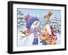 Snowman and Bear-MAKIKO-Framed Giclee Print