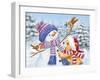 Snowman and Bear-MAKIKO-Framed Giclee Print