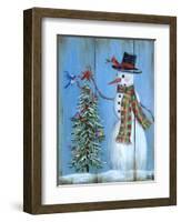 Snowman and Christmas Tree-Marilyn Dunlap-Framed Art Print