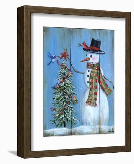 Snowman and Christmas Tree-Marilyn Dunlap-Framed Art Print