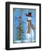 Snowman and Christmas Tree-Marilyn Dunlap-Framed Art Print