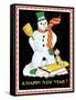 Snowman and Dog - Child Life-Eleanor Mussey Young-Framed Stretched Canvas