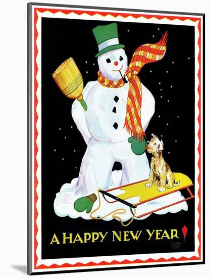 Snowman and Dog - Child Life-Eleanor Mussey Young-Mounted Giclee Print