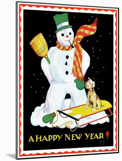 Snowman and Dog - Child Life-Eleanor Mussey Young-Mounted Giclee Print
