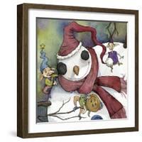 Snowman and Elves-Kory Fluckiger-Framed Giclee Print