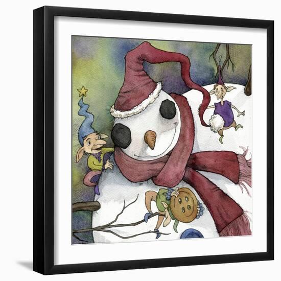 Snowman and Elves-Kory Fluckiger-Framed Giclee Print