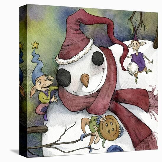 Snowman and Elves-Kory Fluckiger-Stretched Canvas