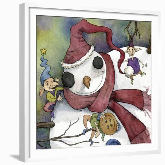 Snowman and Elves-Kory Fluckiger-Framed Giclee Print