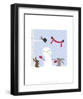 Snowman and Friends - Wink Designs Contemporary Print-Michelle Lancaster-Framed Art Print