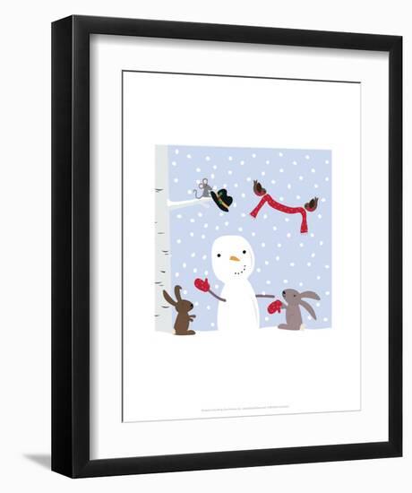 Snowman and Friends - Wink Designs Contemporary Print-Michelle Lancaster-Framed Art Print