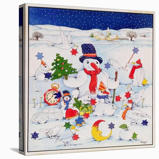 Snowman and Friends-Christian Kaempf-Stretched Canvas