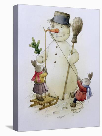 Snowman and Hares, 1999-Kestutis Kasparavicius-Stretched Canvas