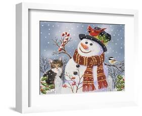 Snowman and Kitten-William Vanderdasson-Framed Giclee Print