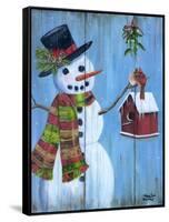 Snowman and Lovebirds-Marilyn Dunlap-Framed Stretched Canvas