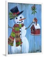 Snowman and Lovebirds-Marilyn Dunlap-Framed Art Print