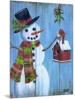 Snowman and Lovebirds-Marilyn Dunlap-Mounted Art Print