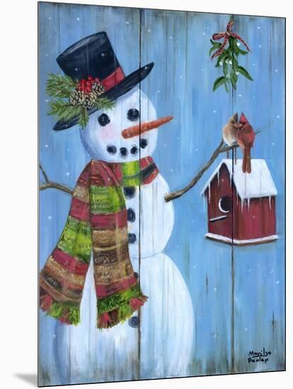 Snowman and Lovebirds-Marilyn Dunlap-Mounted Art Print