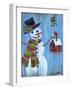 Snowman and Lovebirds-Marilyn Dunlap-Framed Art Print