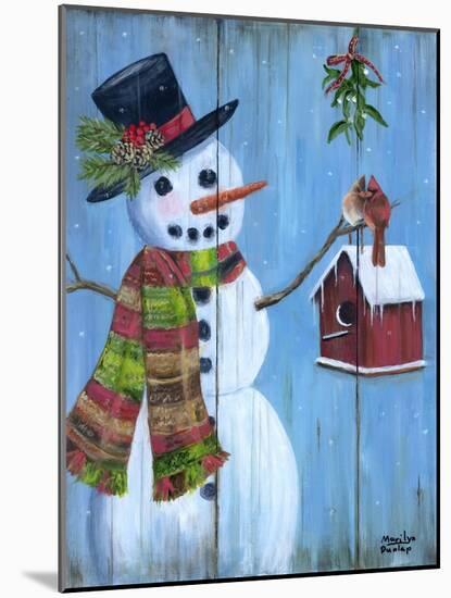 Snowman and Lovebirds-Marilyn Dunlap-Mounted Art Print
