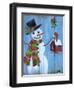 Snowman and Lovebirds-Marilyn Dunlap-Framed Art Print