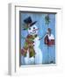 Snowman and Lovebirds-Marilyn Dunlap-Framed Art Print