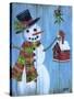 Snowman and Lovebirds-Marilyn Dunlap-Stretched Canvas